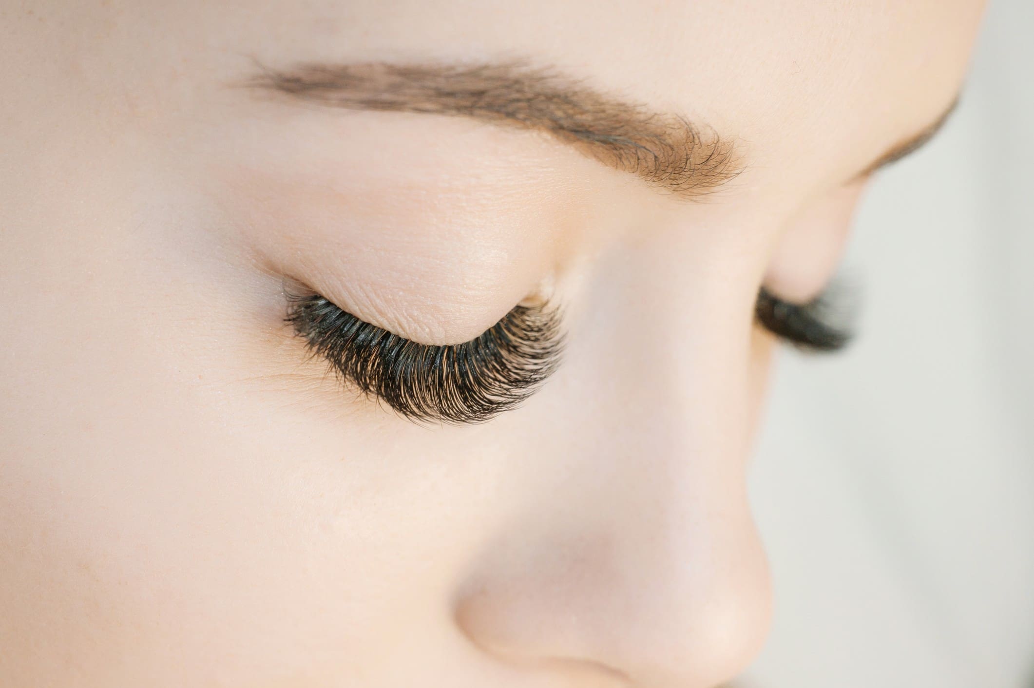 Close-up of eyelash extensions